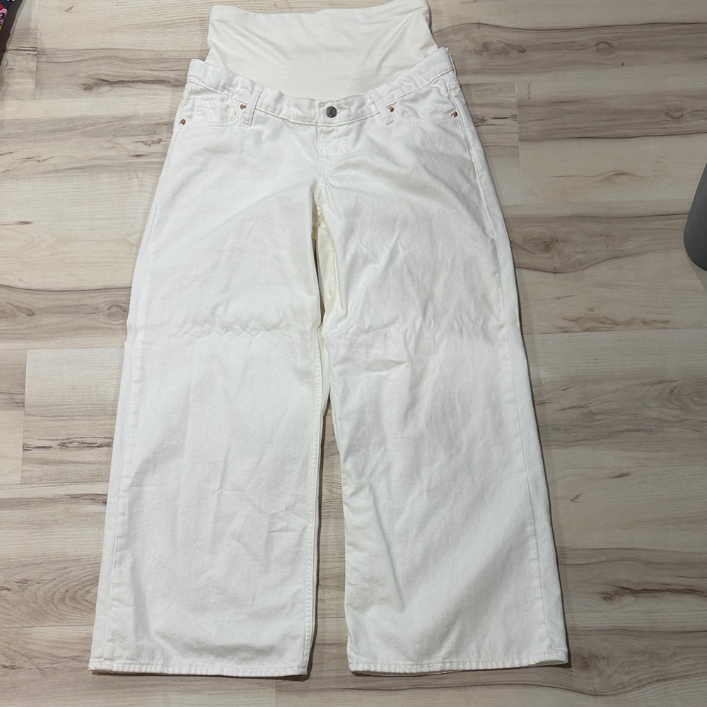 GAP Women's Maternity White Wide Leg Jeans